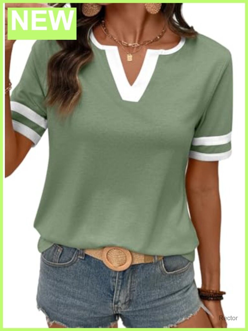 Women's Cotton Blend V-Neck Short Sleeve T-Shirt Casual Summer Tee